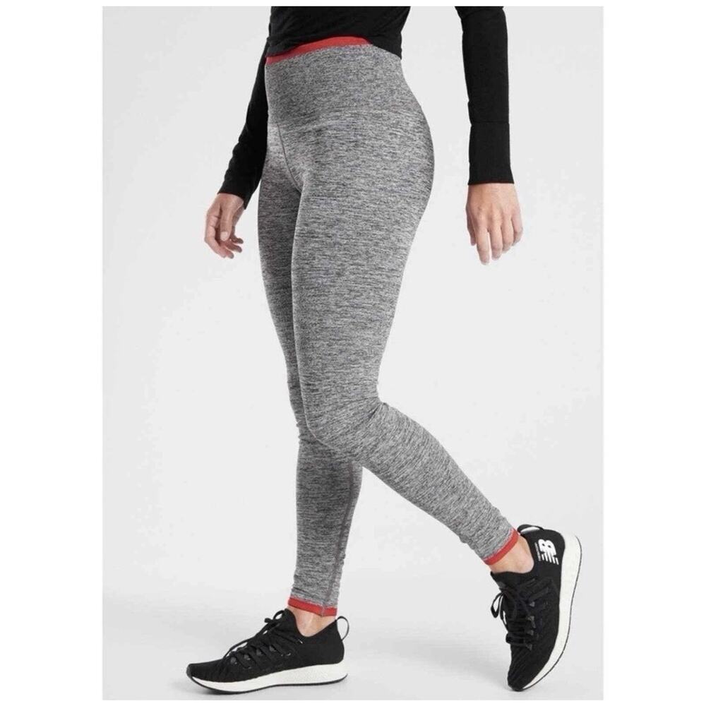 Athleta Leggings Andes High Rise Gray Red Seamless Tight Women’s S